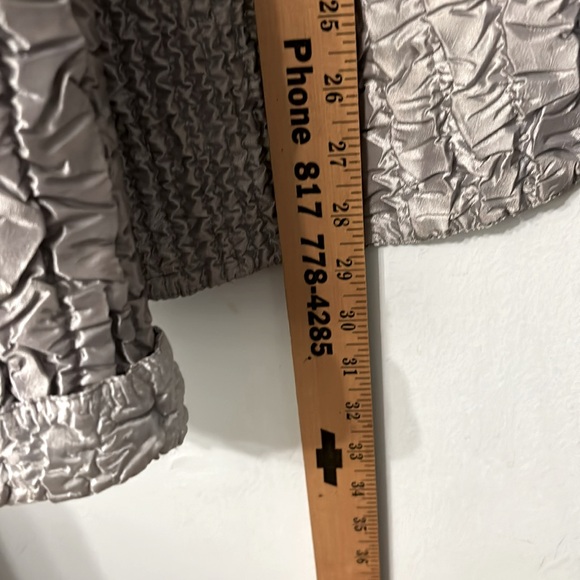 Sloni Jacket Shimmering Silver Lightweight Mock Neck Ruched Texture Sz XL - Picture 9 of 10